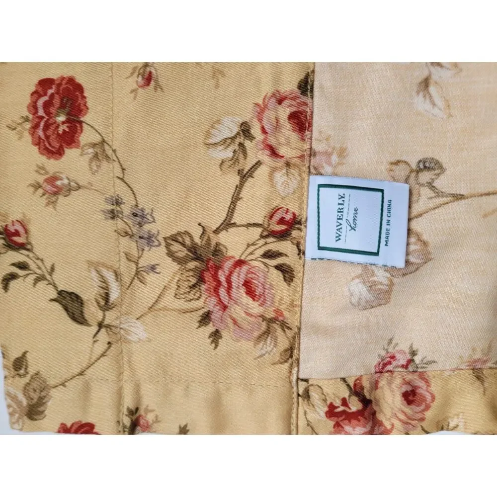 Vintage Waverly Home Rose Floral Ballon Valence Curtain 28x36